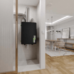 Rekuperace WANAS BLACK – dotykový displej a aplikace v mobilu Rekuperace WANAS BLACK - umístění v technické místnosti